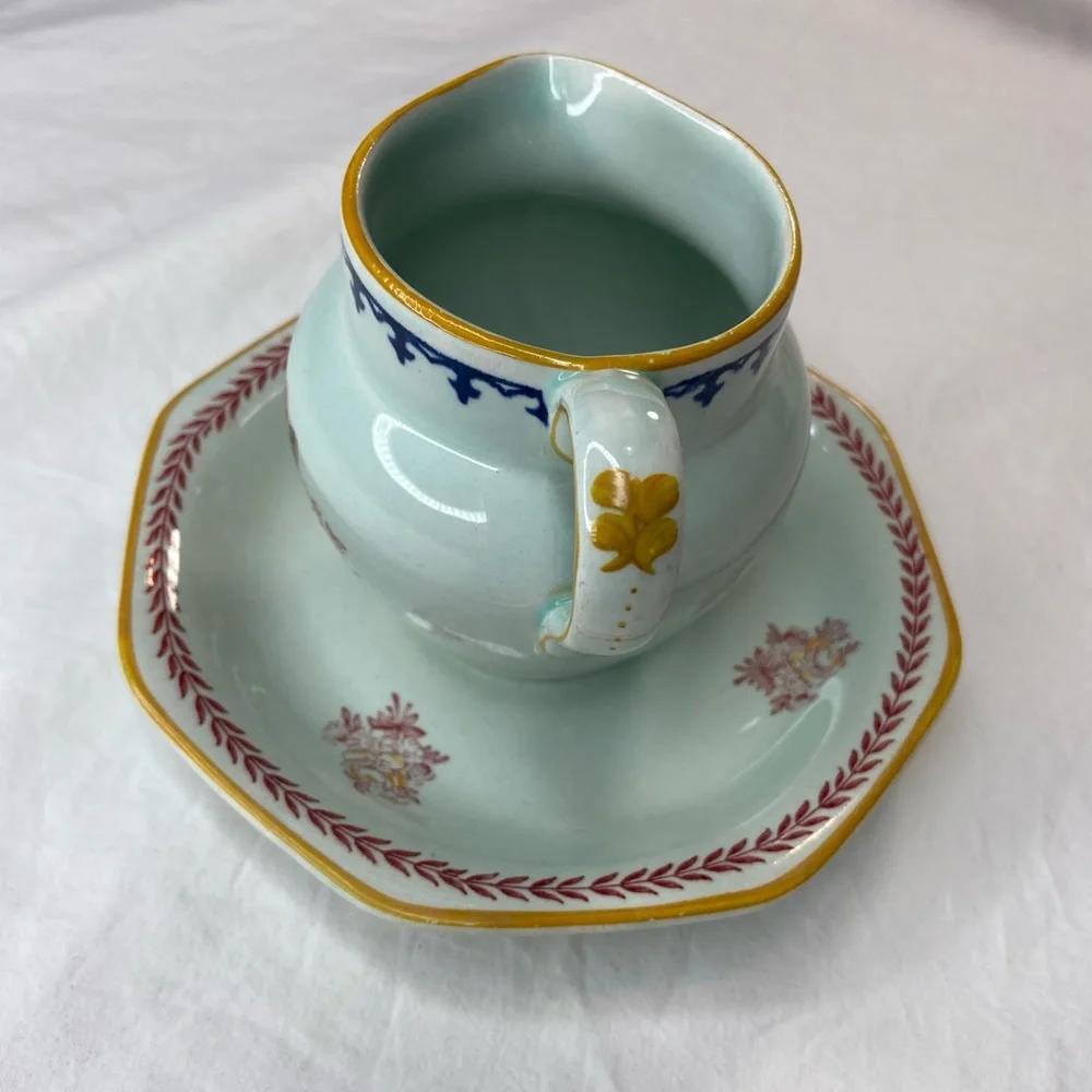 Adams Calyx Ware Creamer and‎ Saucer Vintage Floral Unusual